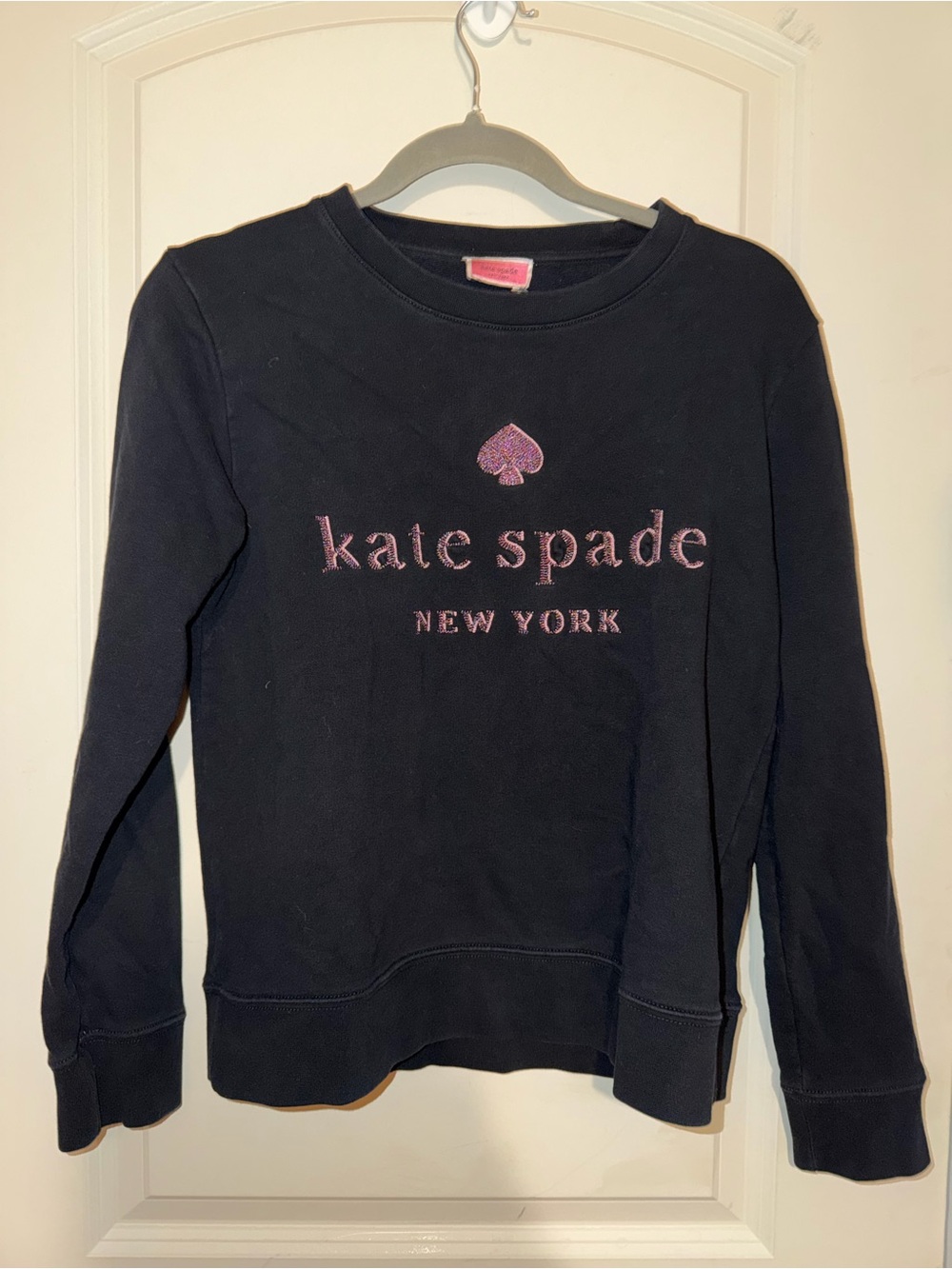 kate spade New York Black Sweater with Pink Logo S